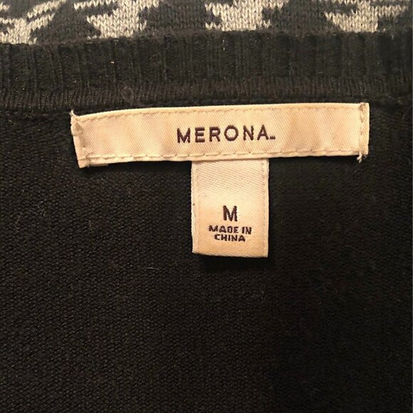 MERONA Houndstooth V-neck sweater size medium - Picture 4 of 5